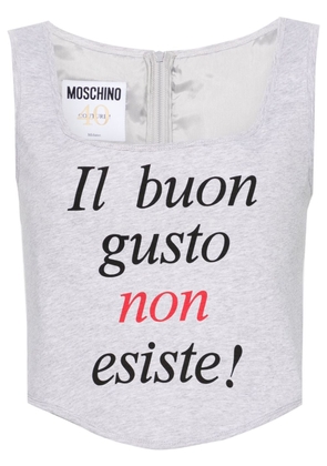 Moschino slogan-print corset top - Grey