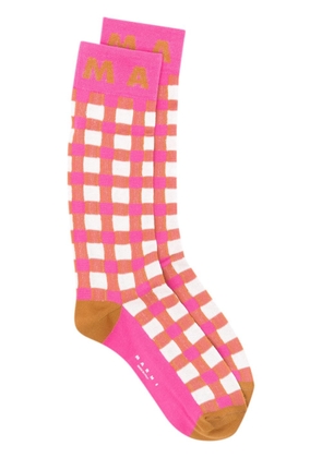 Marni gingham-check ribbed socks - Pink