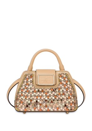 Alberta Ferretti Albi33 bead-embellished mini bag - Neutrals
