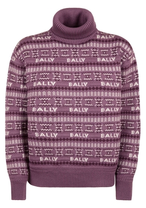 Bally logo-intarsia merino wool jumper - Purple