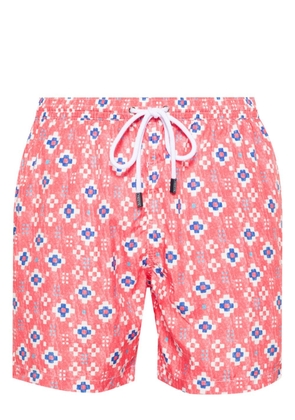 Barba geometric-print swim shorts - Red