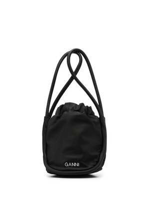 GANNI logo-lettering bucket mini bag - Black