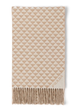 Prada Symbole reversible wool-cashmere scarf - Neutrals