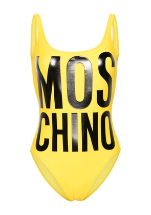 Moschino logo-print open-back swimsuit - Yellow
