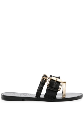 Moschino buckle-straps leather slides - Black