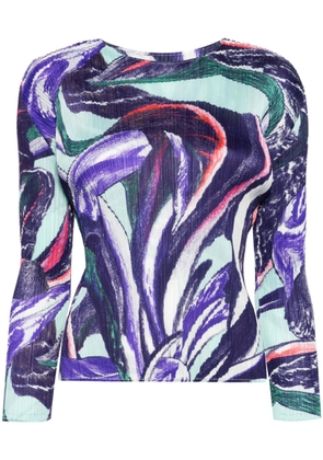 Pleats Please Issey Miyake abstract-print plissé blouse - Purple