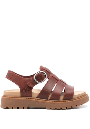 Timberland logo-debossed leather sandals - Red