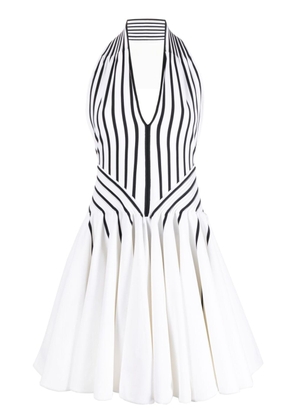 Bottega Veneta striped halterneck flared midi dress - White