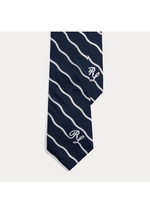 Wavy-Stripe Logo Silk Crepe Tie
