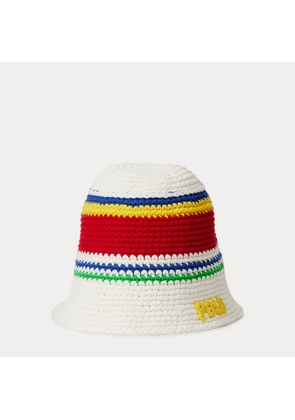 Logo Striped Crochet Bucket Hat