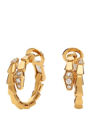 Bvlgari Yellow Gold And Diamond Serpenti Viper Hoop Earrings
