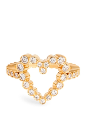 Sophie Bille Brahe Yellow Gold And Diamond Ensemble Heart Ring