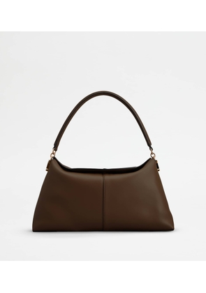 Tod's - T Case Shoulder Bag in Leather Small, BROWN,  - Bags
