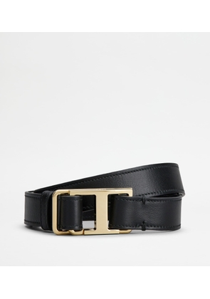 Tod's - T Timeless Belt in Leather, BLACK, 100 - Belts