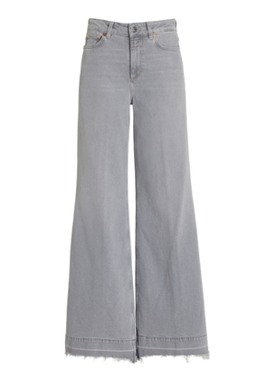 CLOSED - Glow-Up Distressed Stretch High-Rise Flared Jeans - Grey - 30 - Moda Operandi