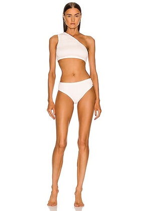 Bottega Veneta Nylon Crinkle Bikini Set in White - White. Size L (also in M, XL).