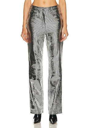 REMAIN Striped Leather Pant in Black Combo - Metallic Silver. Size 32 (also in ).