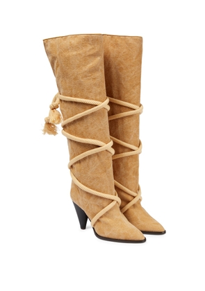 Isabel Marant Lophie canvas knee-high boots