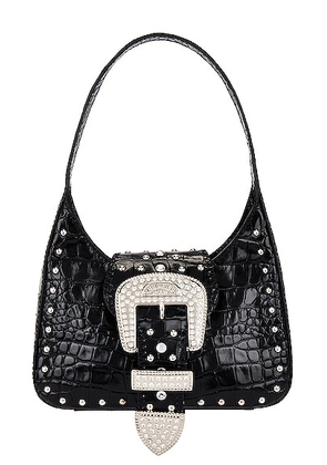 Moschino Jeans Buckle Shoulder Bag in Fantasy Print Black - Black. Size all.