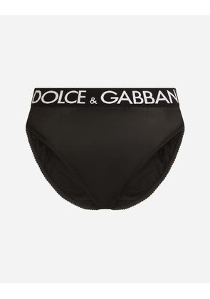 Dolce & Gabbana High-waisted Satin Briefs With Branded Elastic - Woman Underwear Black Satin 5