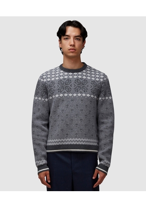 Snowflake fair isle jacquard knit sweater