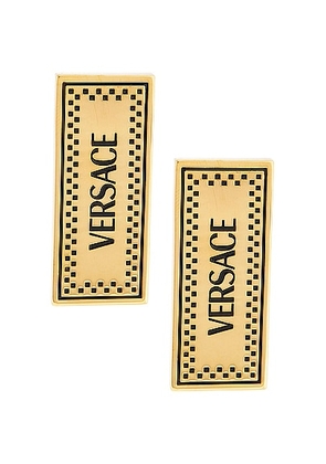 VERSACE Metal Rectangle Earrings in Versace Gold & Black - Metallic Gold. Size all.
