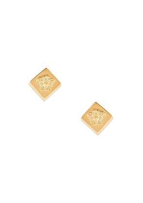 VERSACE Metal Square Earrings in Versace Gold - Metallic Gold. Size all.