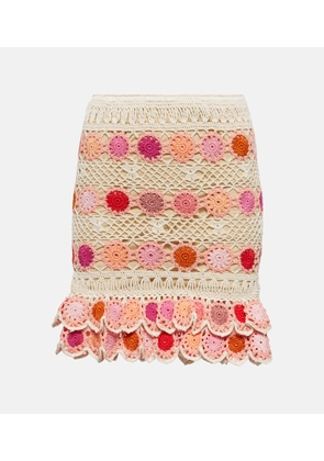 Anna Kosturova Bouquet floral cotton crochet miniskirt