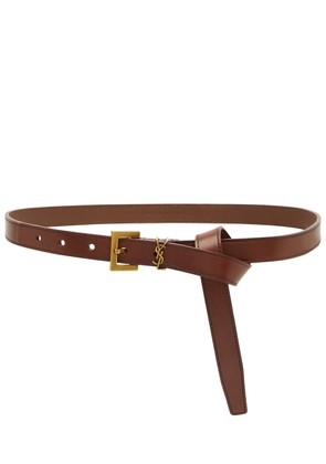 Saint Laurent Logo Leather Belt - Brown