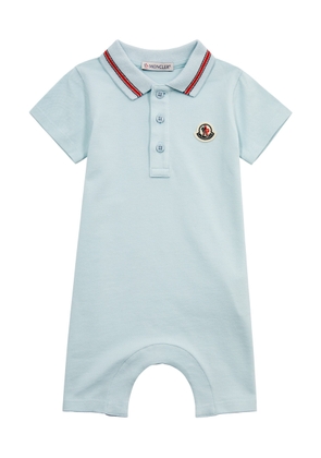 Moncler Kids Logo Piqué Stretch-cotton Babygrow - Blue - 3/6M (3 Months)