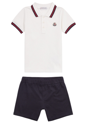 Moncler Kids Piqué Cotton Polo Shirt and Shorts set (12 months-3 Years) - White - 2A (2 Years)