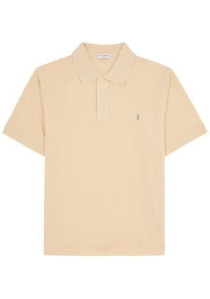 Saint Laurent Logo-embroidered Piqué Cotton-blend Polo Shirt - Yellow - L