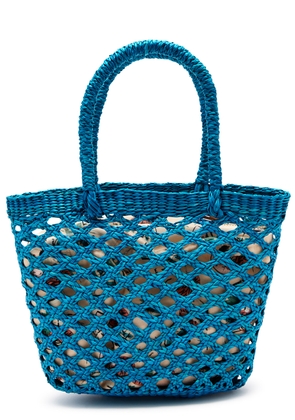 Sensi Studio Mini Raffia top Handle bag - Light Blue