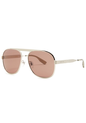 Gucci Aviator-style Metal Sunglasses - Silver