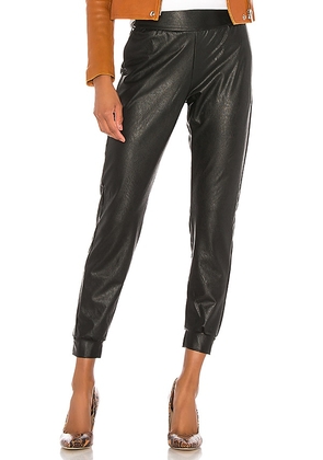 Commando Faux Leather Jogger in Black. Size M, S, XL, XS.