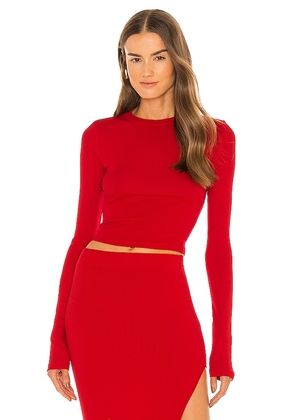 COTTON CITIZEN x REVOLVE Verona Crop Long Sleeve in Red. Size M, S, XS.