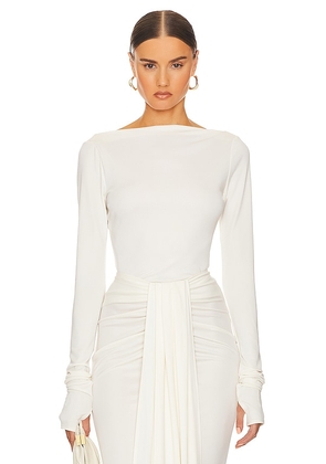 Helsa Matte Jersey Long Sleeve Top in Ivory. Size XS, XXS.