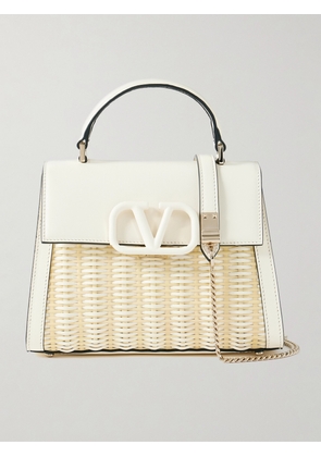 Valentino Garavani - Vsling Small Raffia And Leather Shoulder Bag - White - One size