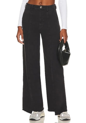 MONROW Wide Leg Seamed Pants in Black. Size M, S.