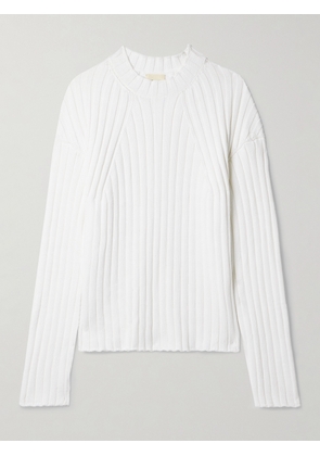 KHAITE - Sable Ribbed Cotton-blend Sweater - White - x small,small,medium,large,x large