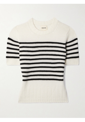 KHAITE - Luphia Striped Cashmere T-shirt - White - x small,small,medium,large,x large