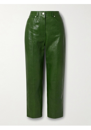 Ferragamo - Cropped Leather Straight-leg Pants - Green - IT38,IT42,IT44,IT46