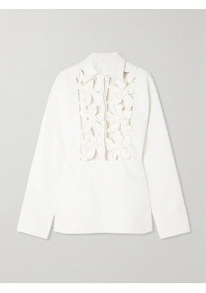 Valentino Garavani - Cutout Appliquéd Cotton Mini Shirt Dress - White - IT38,IT42,IT44