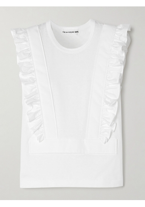 Comme des Garçons GIRL - Ruffled Poplin-trimmed Cotton-jersey Tank - White - x small,small,medium,large