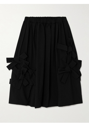 Comme des Garçons Comme des Garçons - Tropical Bow-embellished Pleated Wool Midi Skirt - Black - x small,small,medium,large