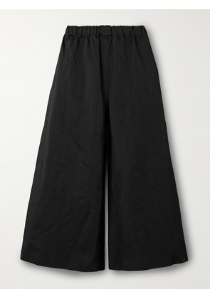 Comme des Garçons Comme des Garçons - Cropped Striped Twill Wide-leg Pants - Black - x small,small,medium,large