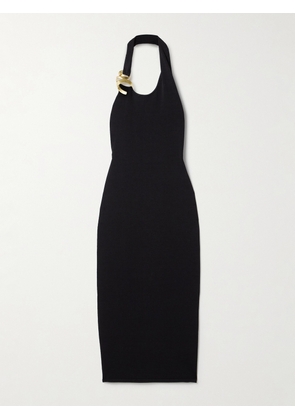 Aje - Enigma Embellished Stretch-knit Halterneck Midi Dress - Black - xx small,x small,small,medium,large,x large