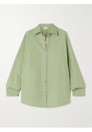 Dries Van Noten - Grosgrain-trimmed Cotton-poplin Shirt - Green - x small,small,medium,large