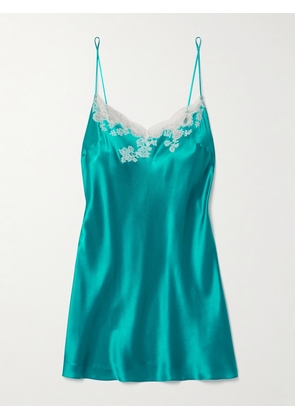 Carine Gilson - Lace-trimmed Silk-satin Chemise - Green - x small,small,medium,large,x large