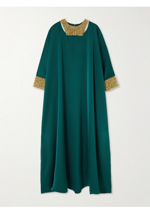 Shatha Essa - Cape-effect Cutout Embellished Crepe Gown - Green - S,M,L,XL